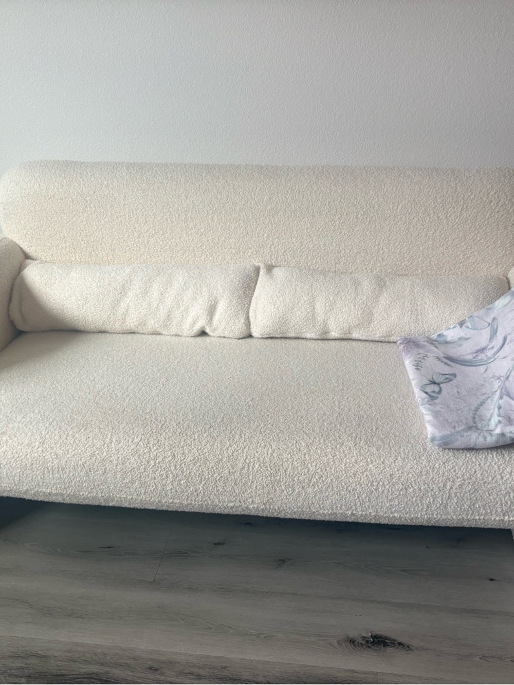 Modern Sofa Couch, 2 Seater Sherpa Lamb Fabric Loveseat Comfy white